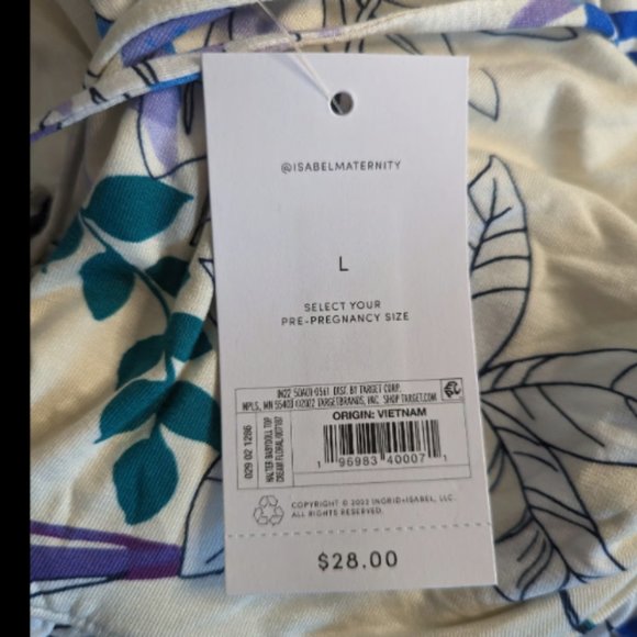 Isabel Maternity Babydoll Halter Top Cream Floral - Picture 8 of 10